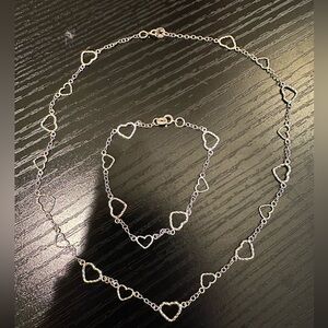 Giani Bernini Heart Set with Silver 14 inch Necklace and 7 inch Bracelet